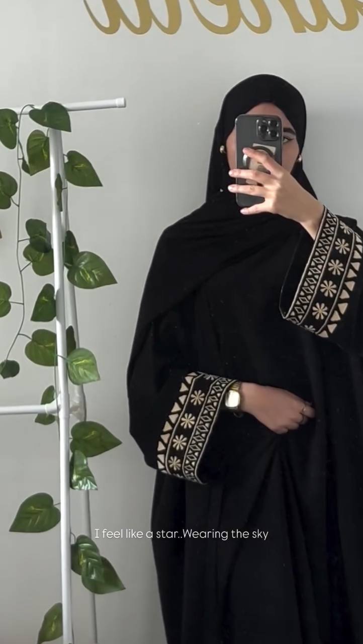NAZISH EMBROIDERY ABAYA | BLACK