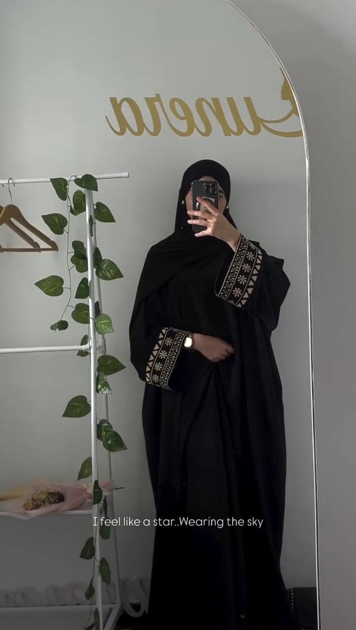 NAZISH EMBROIDERY ABAYA | BLACK