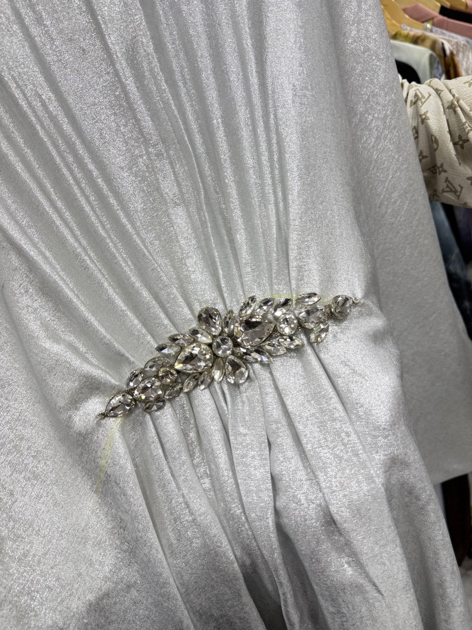 Turkey Kaftan Broach Abaya ( WHITE )