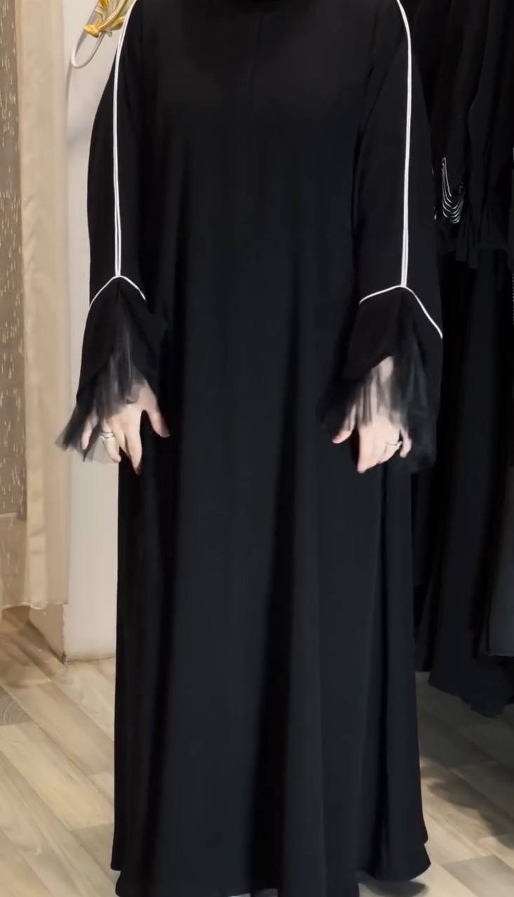MEHMAL ORGANZA ABAYA | BLACK