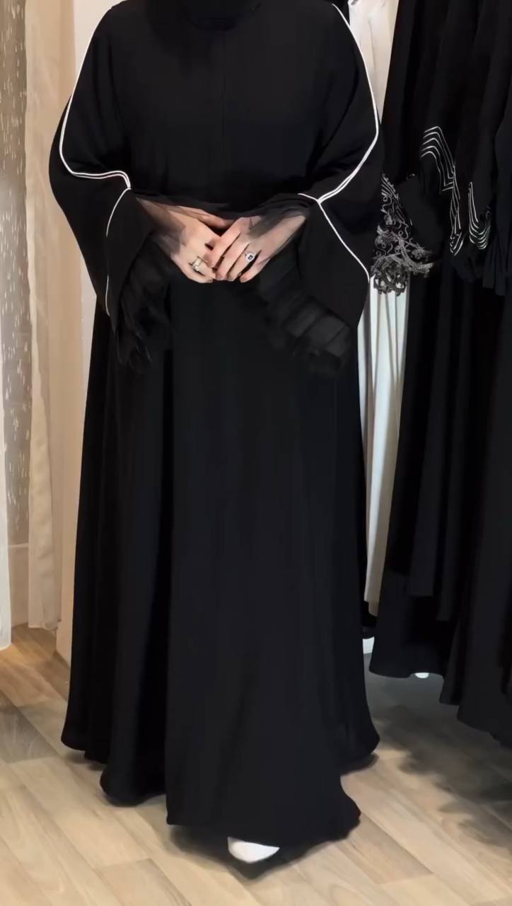 MEHMAL ORGANZA ABAYA | BLACK