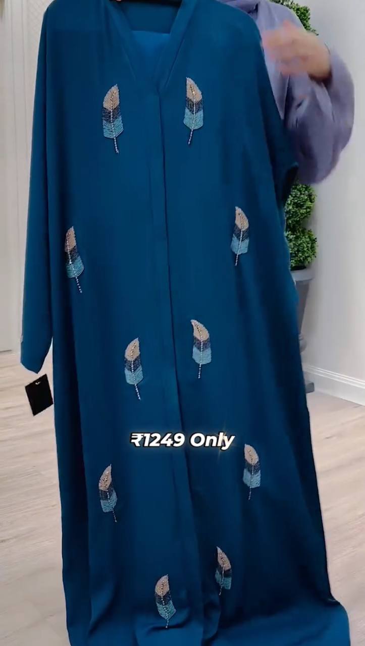 MANTASHA FRONT OPEN ABAYA | TEAL