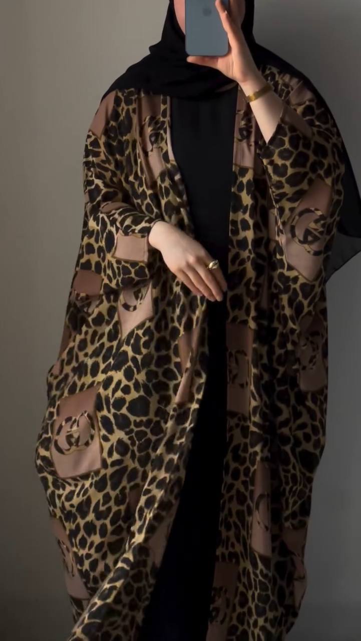 KASHAF DOUBLE SHRUG ABAYA | BROWN