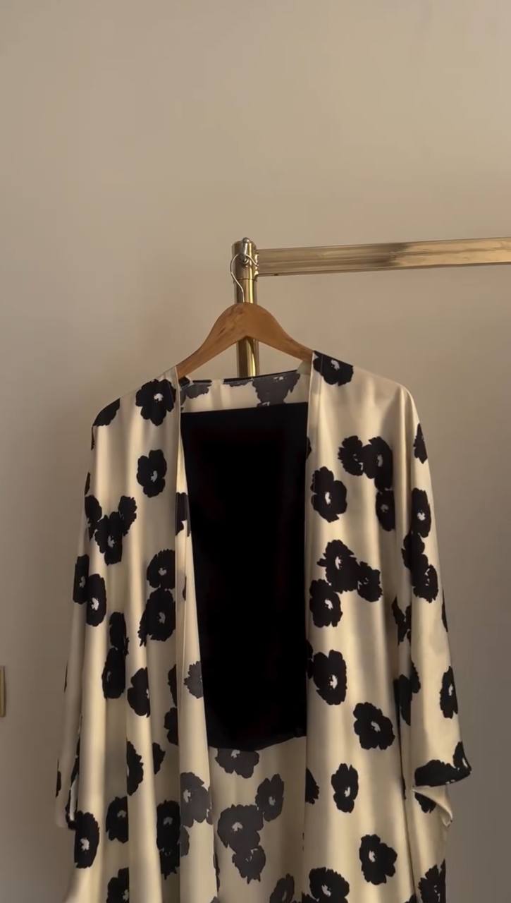 KASHAF DOUBLE SHRUG ABAYA | NUDE