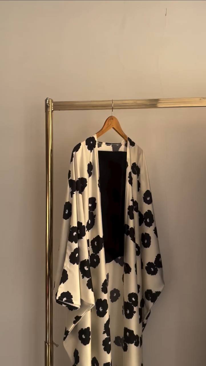 KASHAF DOUBLE SHRUG ABAYA | NUDE