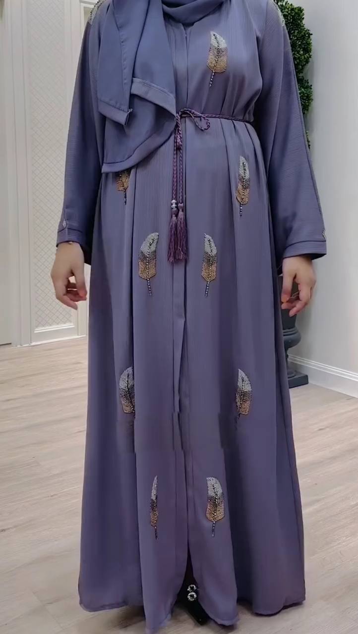 MANTASHA FRONT OPEN ABAYA | LAVENDER