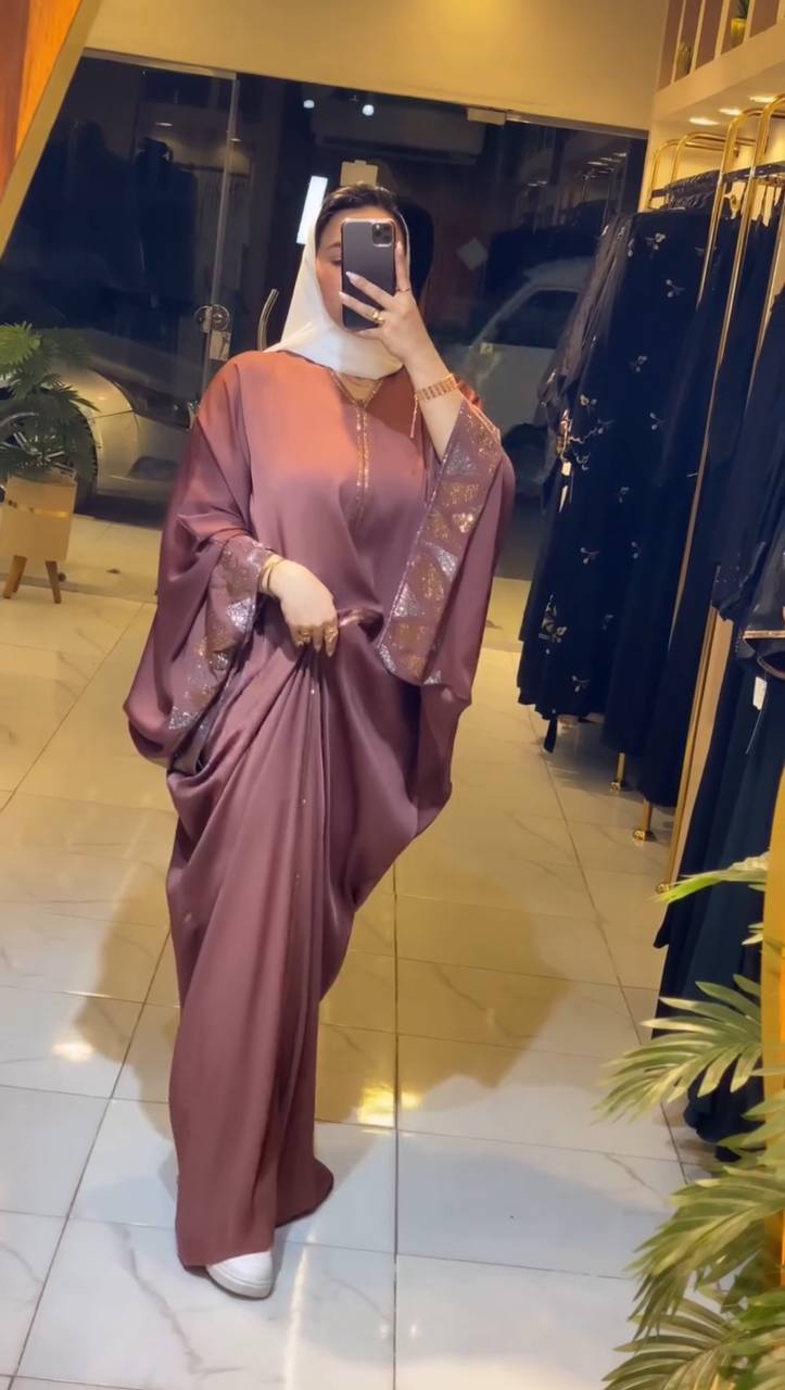 REEM STONE WORK ABAYA | PINK