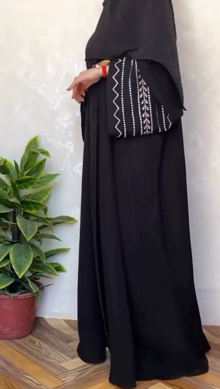 NIKHAT EMBROIDERY ABAYA | BLACK