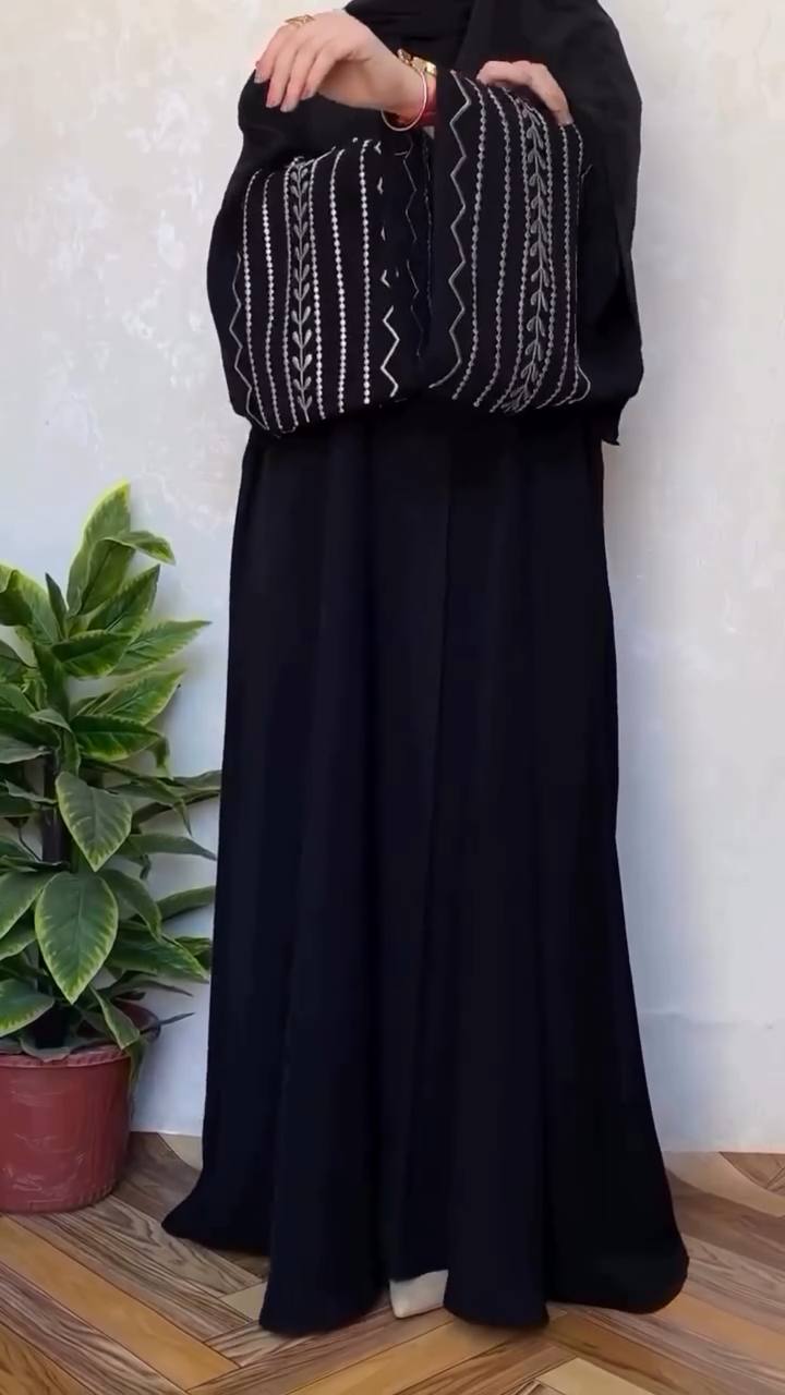 NIKHAT EMBROIDERY ABAYA | BLACK
