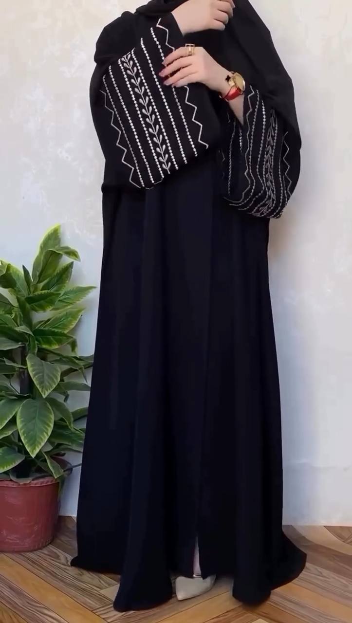NIKHAT EMBROIDERY ABAYA | BLACK