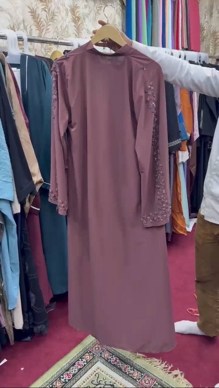 AL-HANA FRONT OPEN ABAYA | DUSTY PINK
