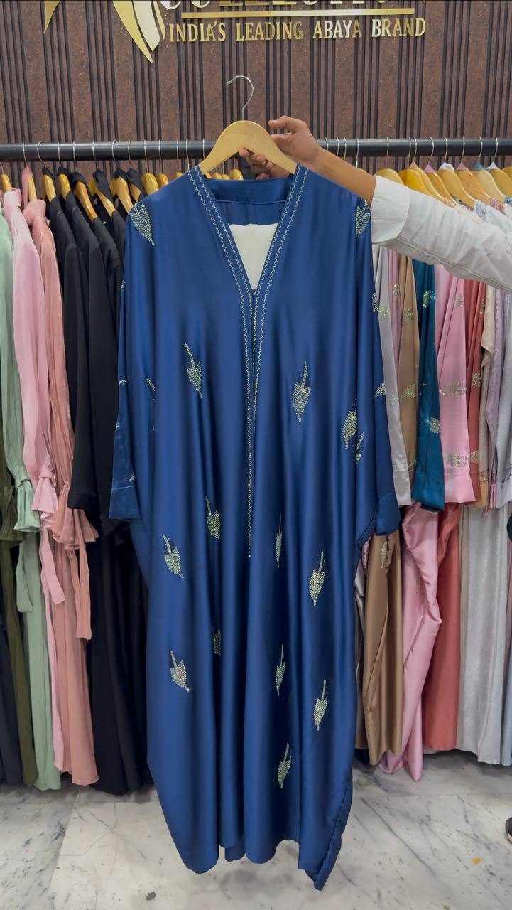 MEHVISH STONE WORK KAFTAN ABAYA | BLUE