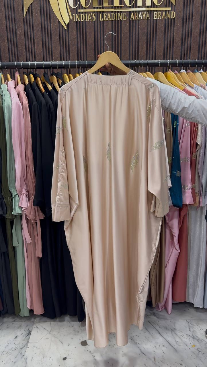 MEHVISH STONE WORK KAFTAN ABAYA | NUDE