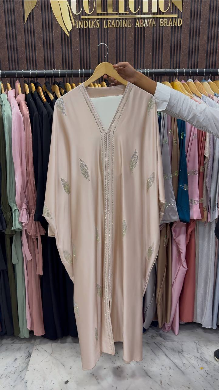 MEHVISH STONE WORK KAFTAN ABAYA | NUDE