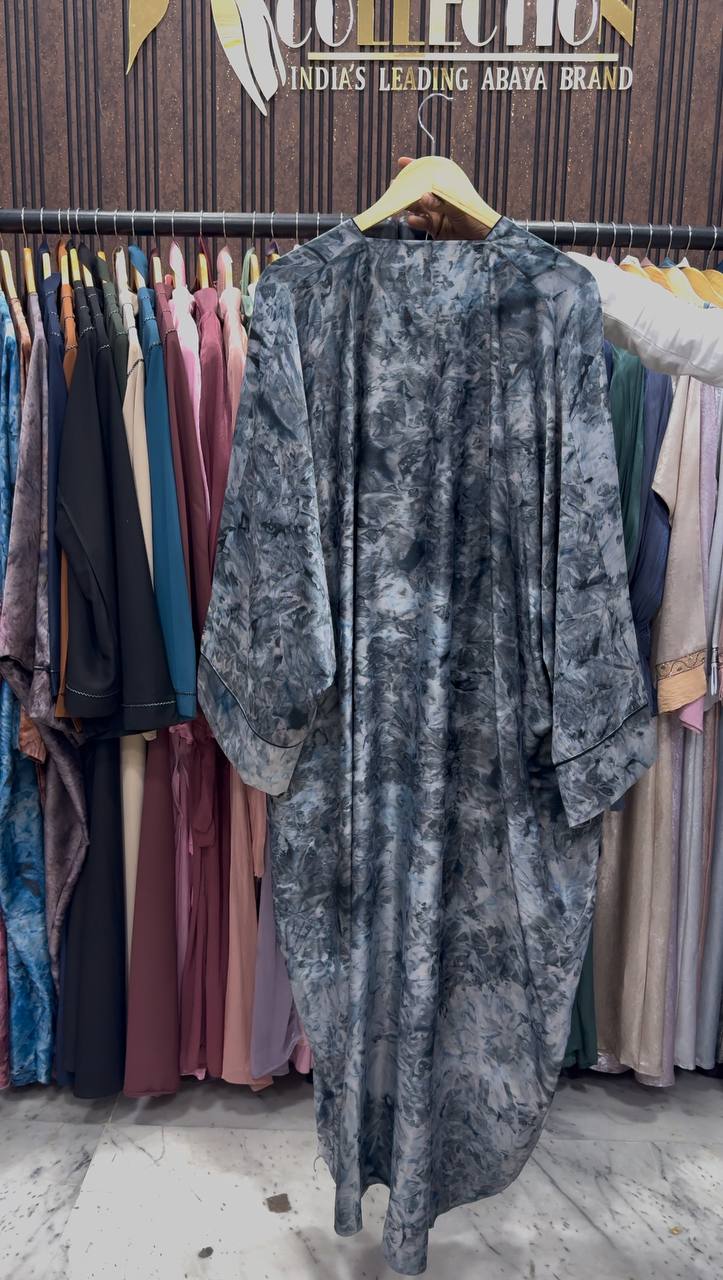 AAYMA PRINTED KAFTAN ABAYA | GRAY