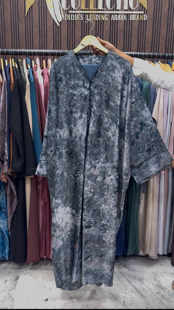AAYMA PRINTED KAFTAN ABAYA | GRAY