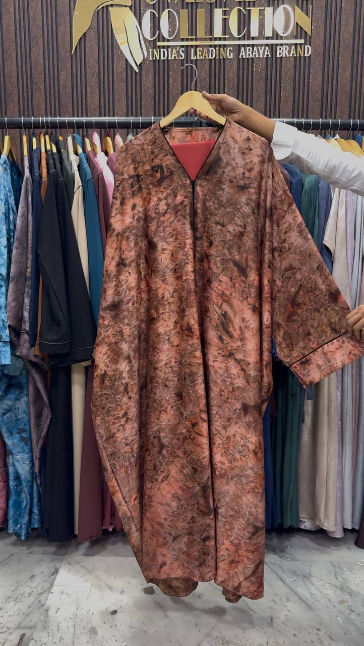 AAYMA PRINTED KAFTAN ABAYA | COPPER