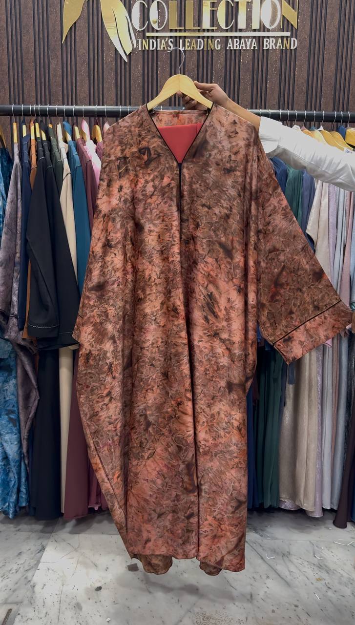 AAYMA PRINTED KAFTAN ABAYA | COPPER