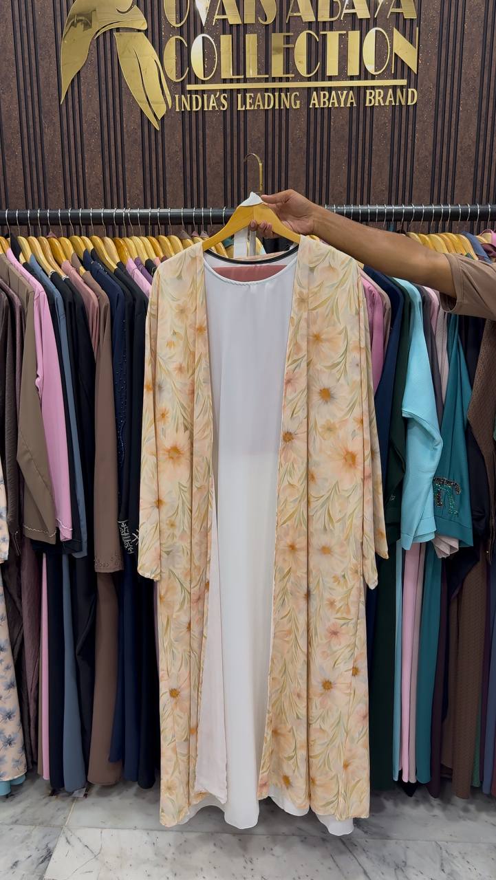 SADAF DOUBLE SHRUG ABAYA | GOLDEN