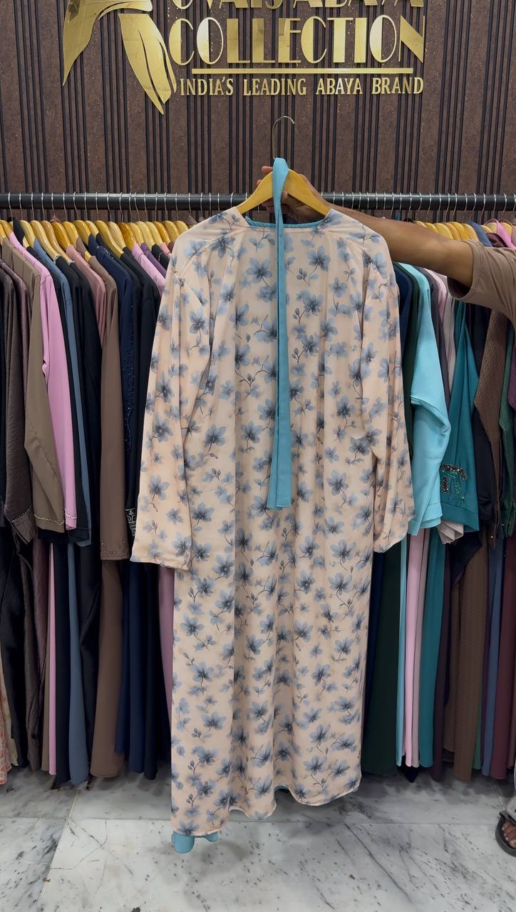SADAF DOUBLE SHRUG ABAYA | SKY BLUE
