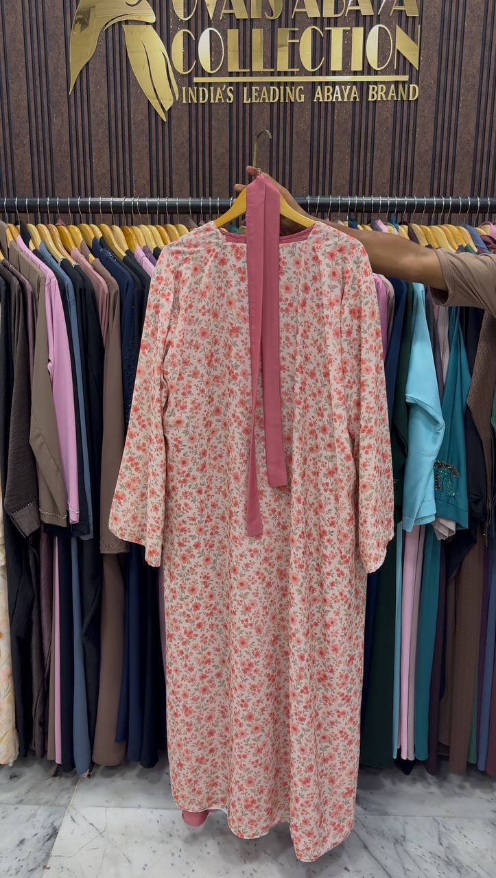 SADAF DOUBLE SHRUG ABAYA | PINK