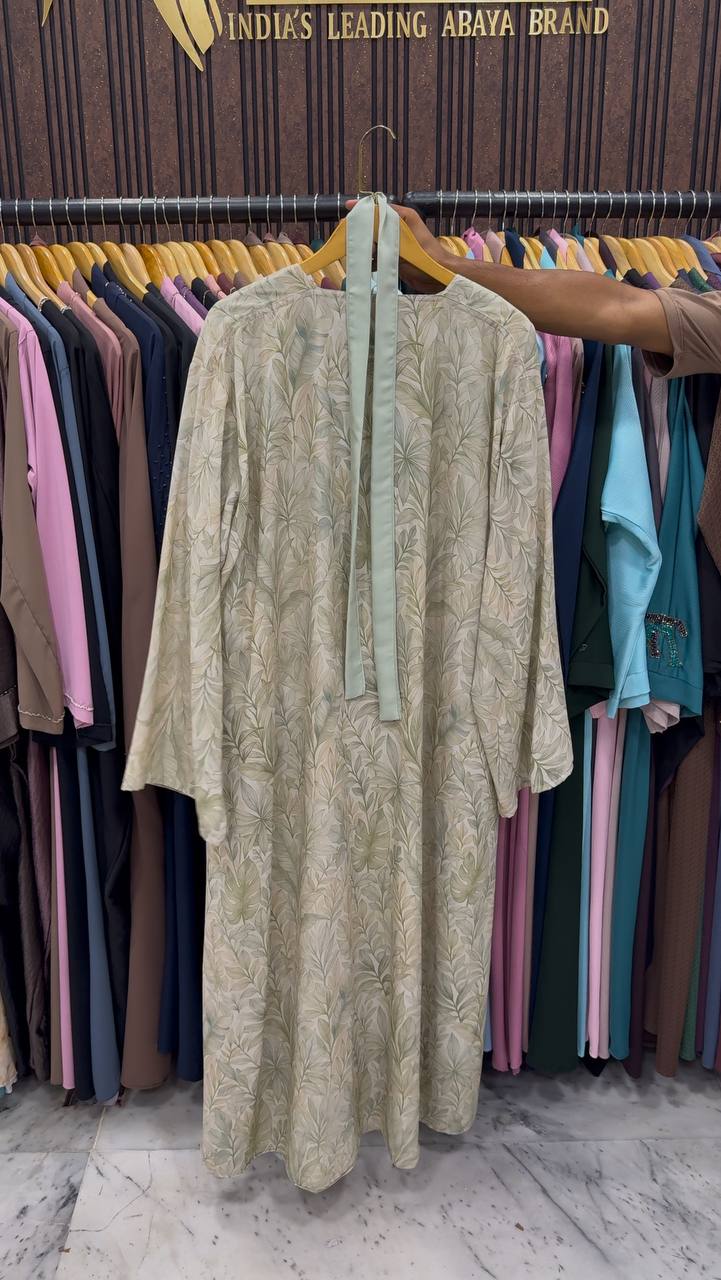 SADAF DOUBLE SHRUG ABAYA | SAND GRAY