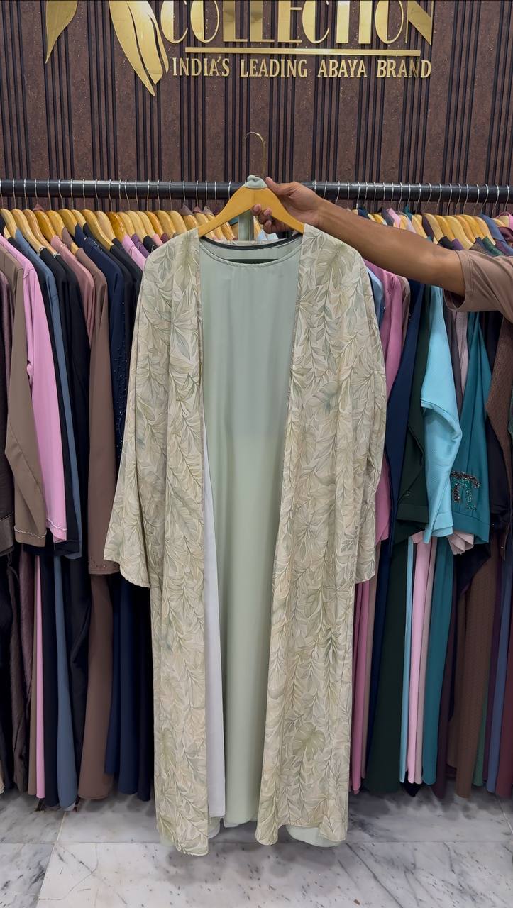 SADAF DOUBLE SHRUG ABAYA | SAND GRAY