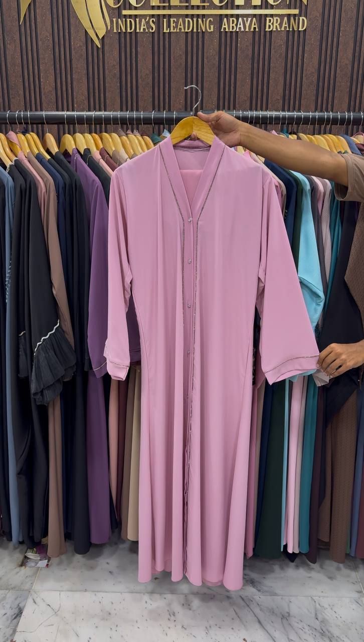HIBAYAH FRONT OPEN ABAYA | LITE PINK