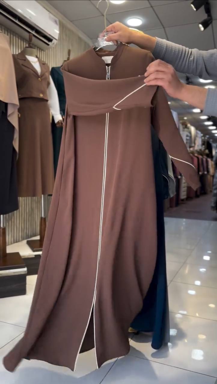 MUNAZZAH FRONT OPEN ABAYA | COFFEE