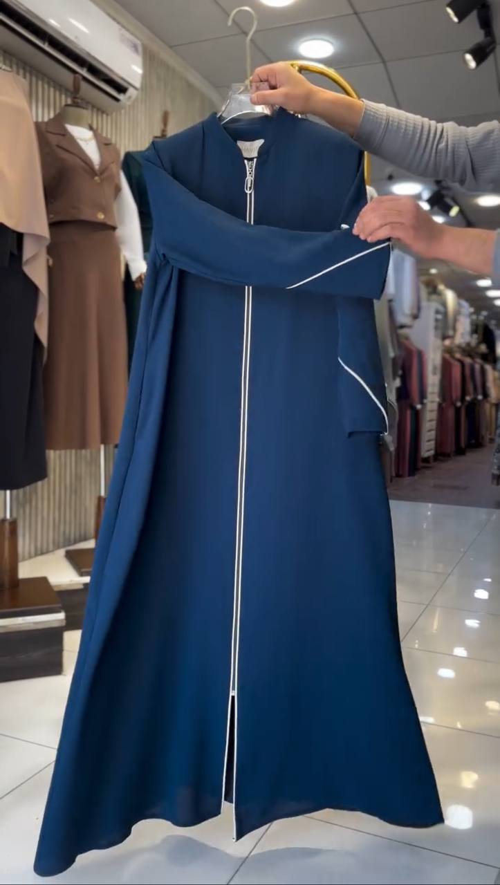 MUNAZZAH FRONT OPEN ABAYA | TEAL
