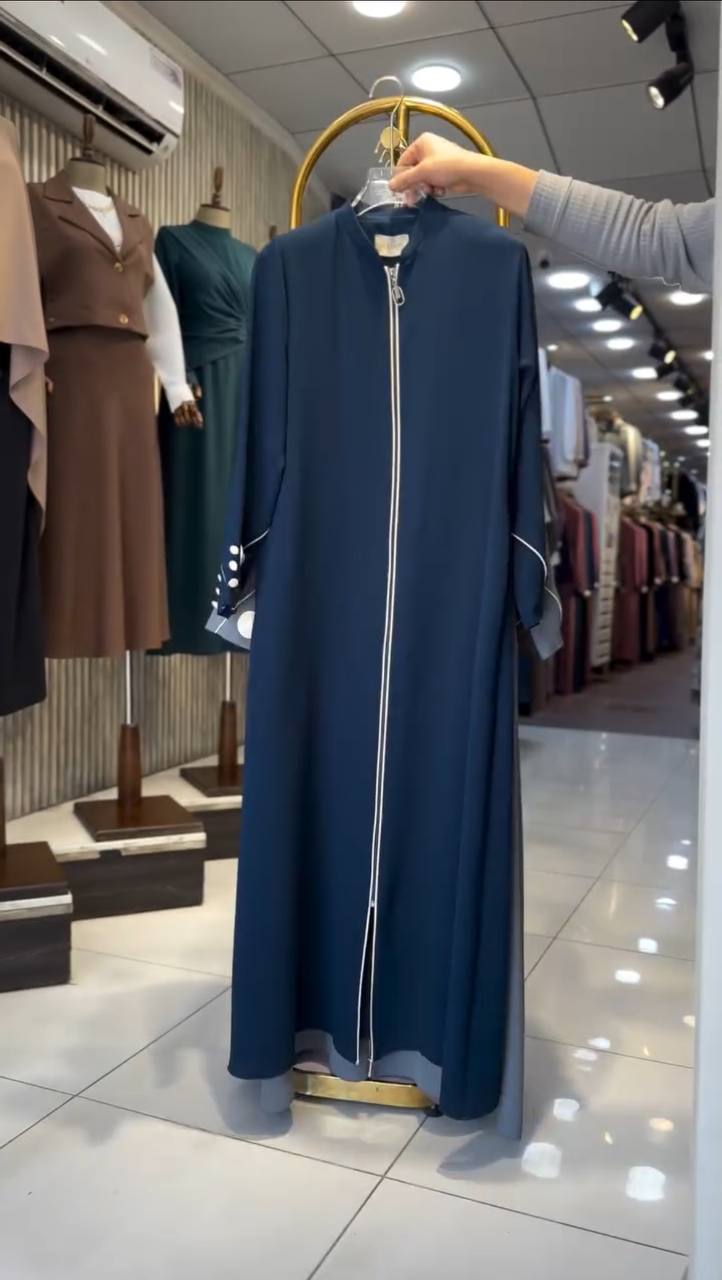 MUNAZZAH FRONT OPEN ABAYA | TEAL