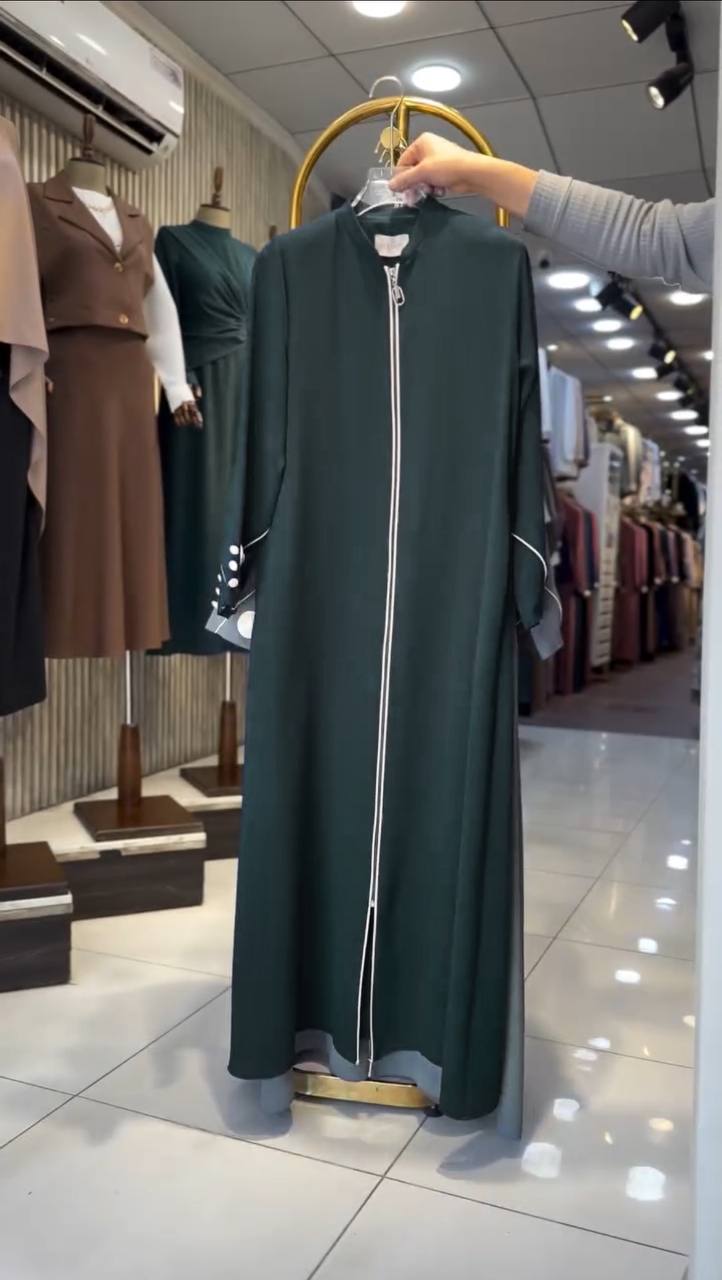 MUNAZZAH FRONT OPEN ABAYA | RAMA GREEN