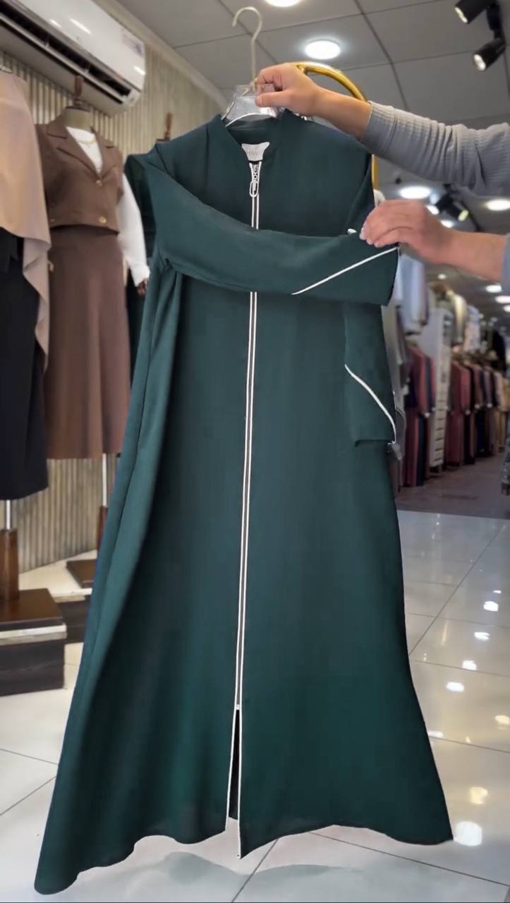 MUNAZZAH FRONT OPEN ABAYA | RAMA GREEN