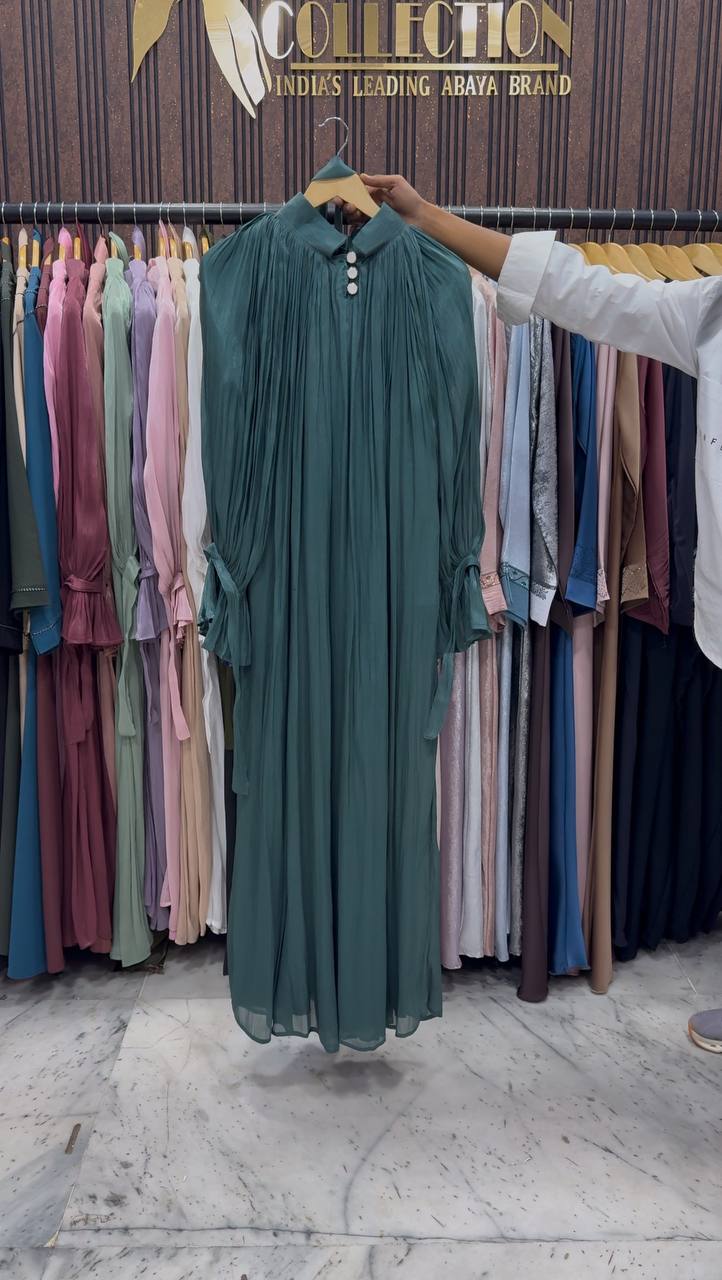 NAGMA ORGANZA CAP ABAYA | RAMA GREEN