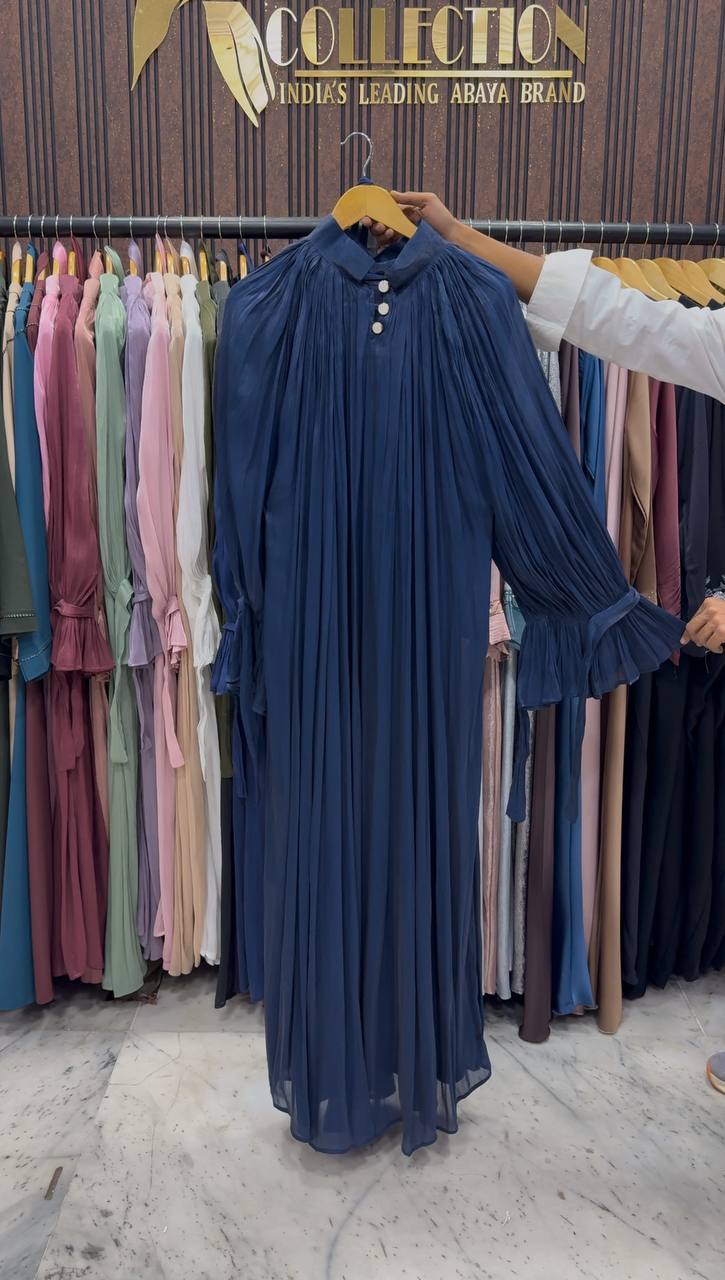 NAGMA ORGANZA CAP ABAYA | NAVY BLUE