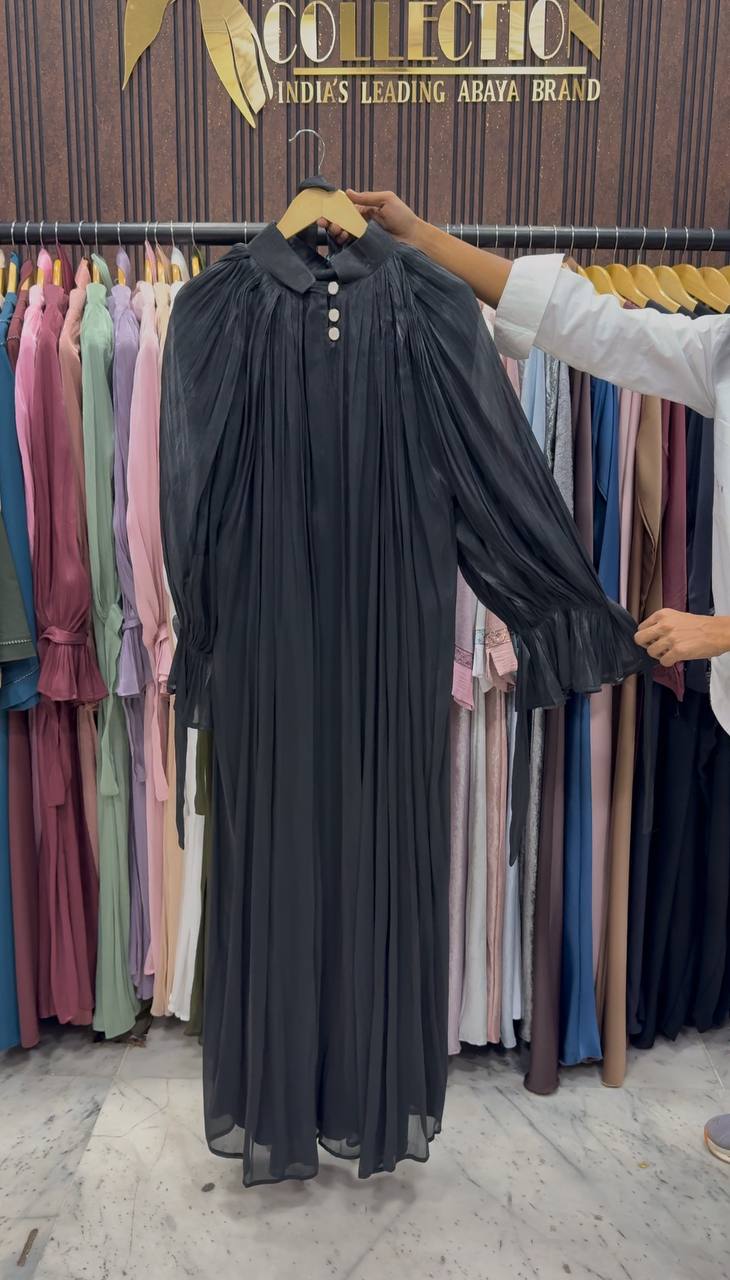 NAGMA ORGANZA CAP ABAYA | BLACK