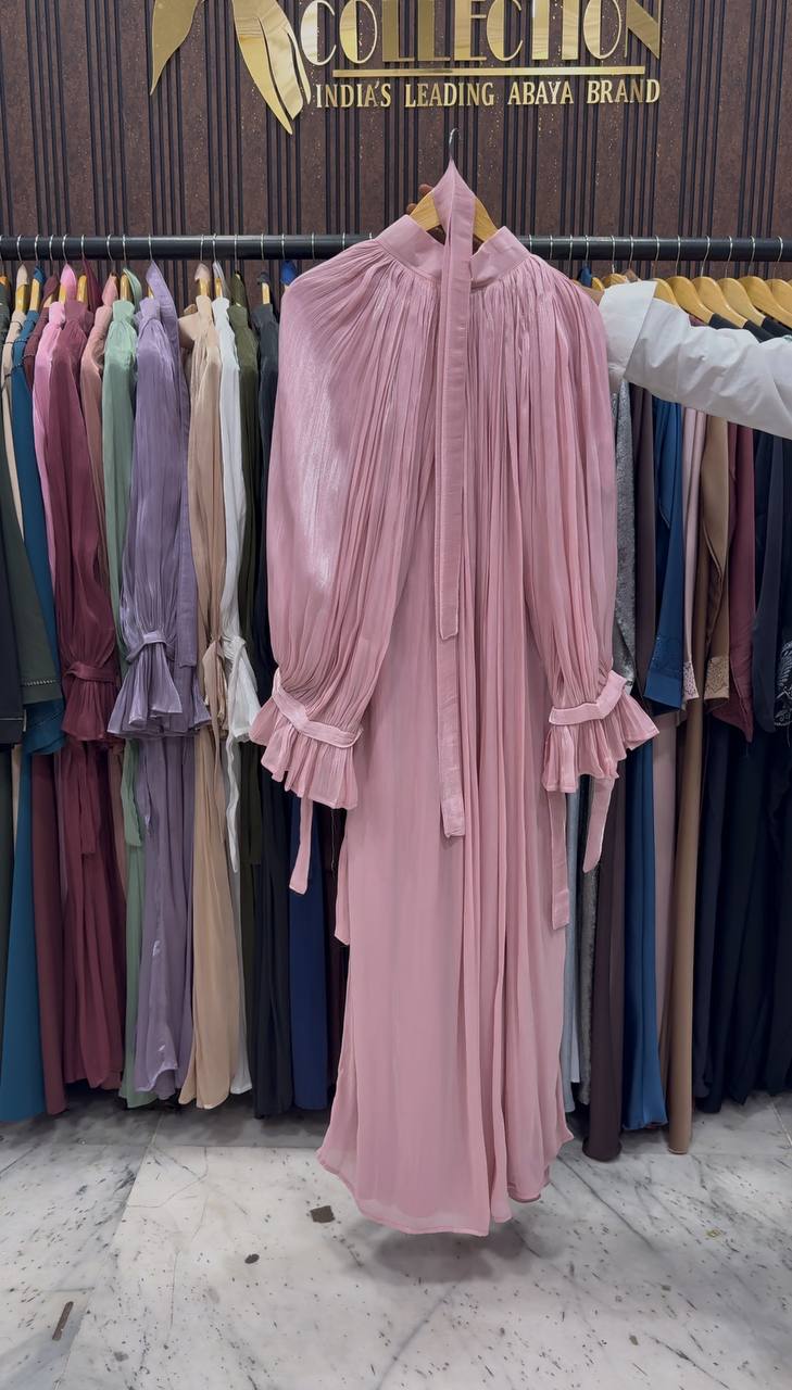 NAGMA ORGANZA CAP ABAYA | BABY PINK