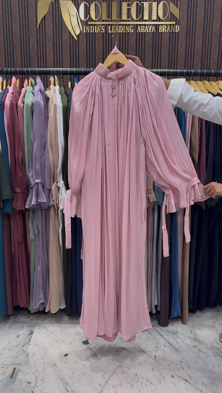 NAGMA ORGANZA CAP ABAYA | BABY PINK