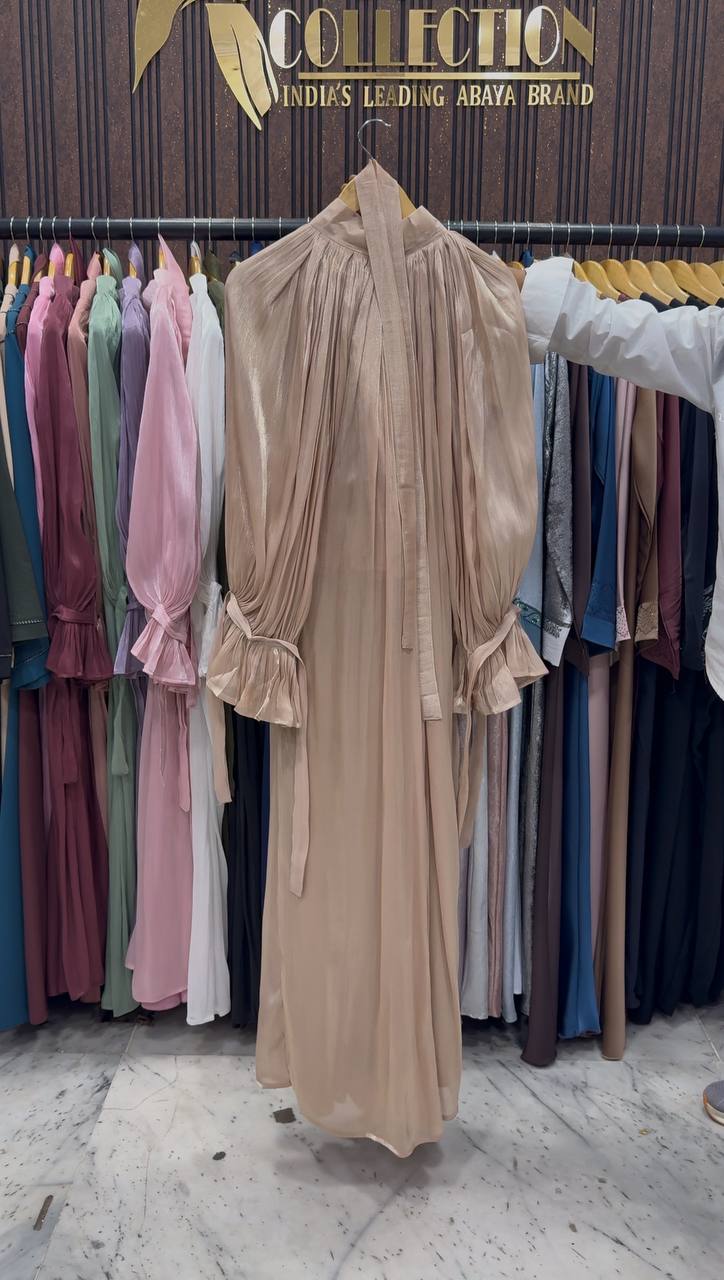 NAGMA ORGANZA CAP ABAYA | NUDE
