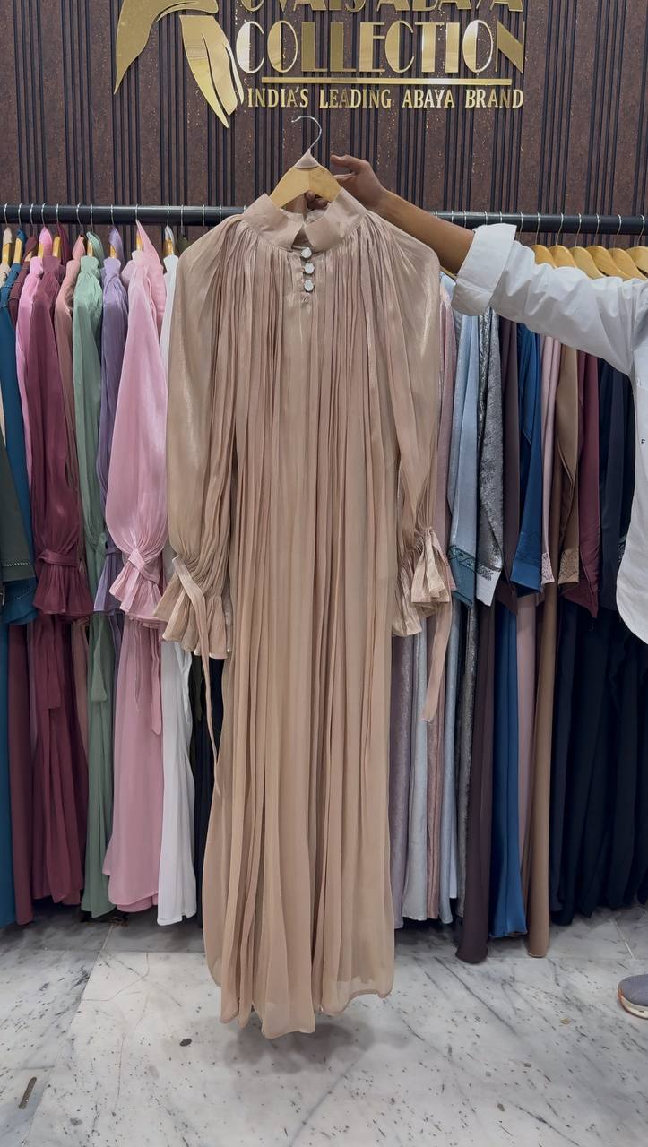 NAGMA ORGANZA CAP ABAYA | NUDE