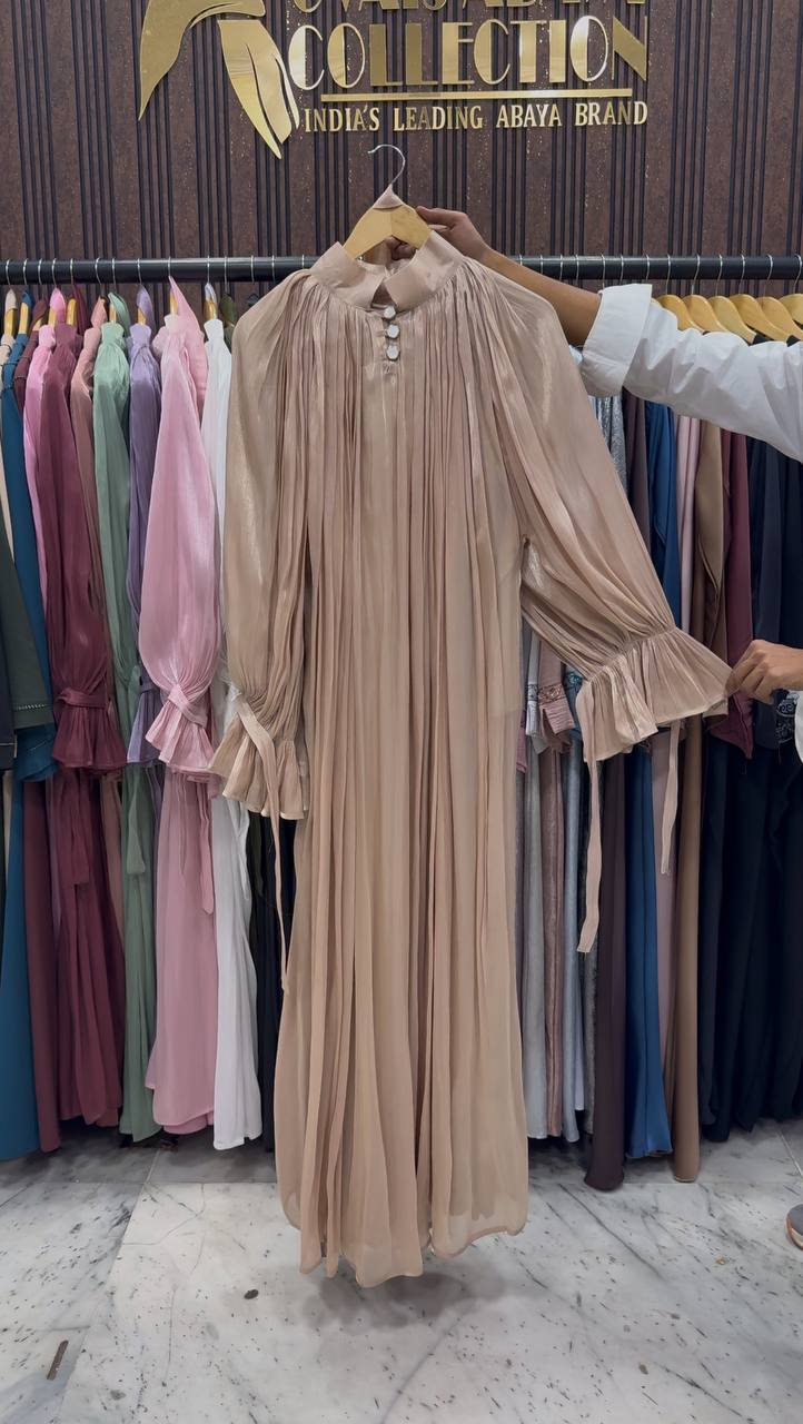 NAGMA ORGANZA CAP ABAYA | NUDE