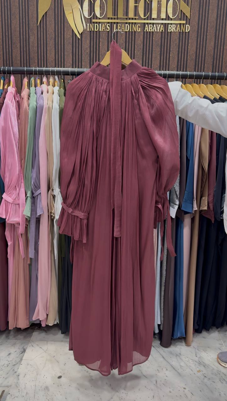 NAGMA ORGANZA CAP ABAYA | DUSTY PINK