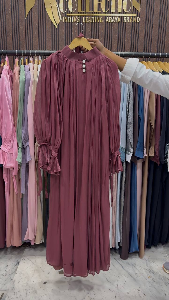 NAGMA ORGANZA CAP ABAYA | DUSTY PINK