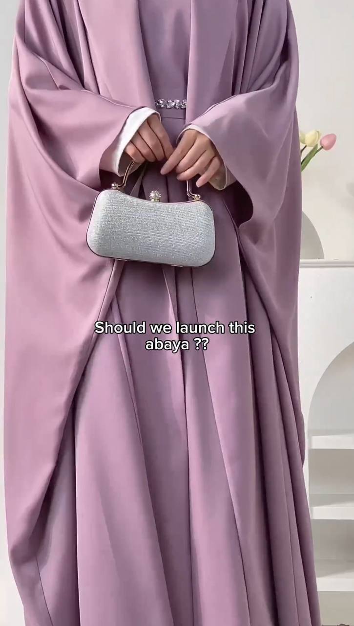 MAIZAH DOUBLE SHRUG ABAYA | PINK
