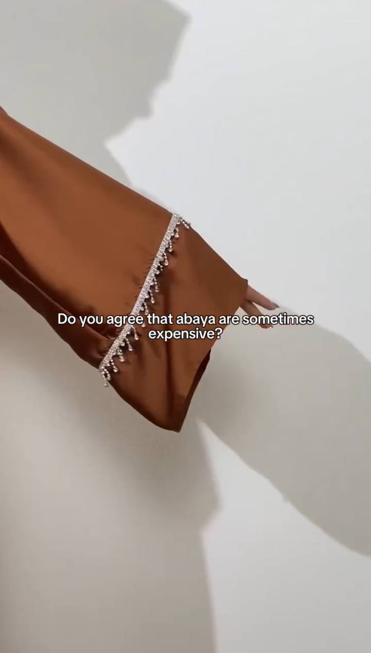 SAFFIA DOUBLE SHRUG LACE ABAYA | COPPER