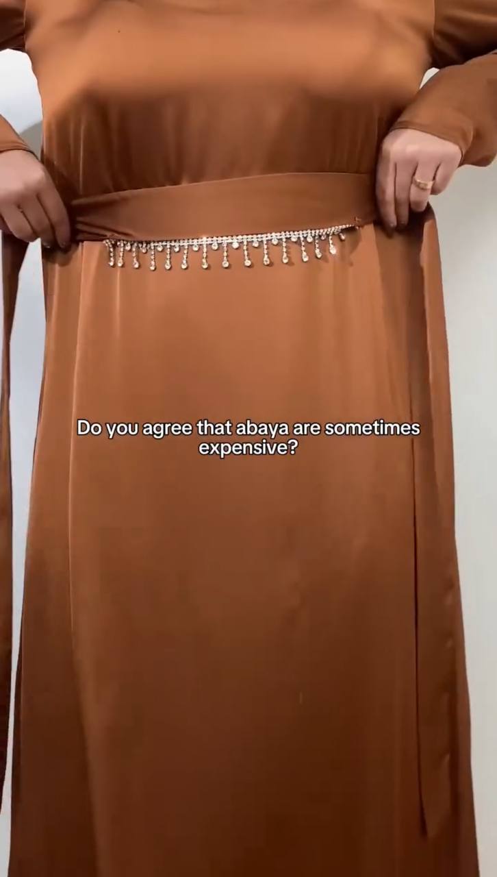 SAFFIA DOUBLE SHRUG LACE ABAYA | COPPER