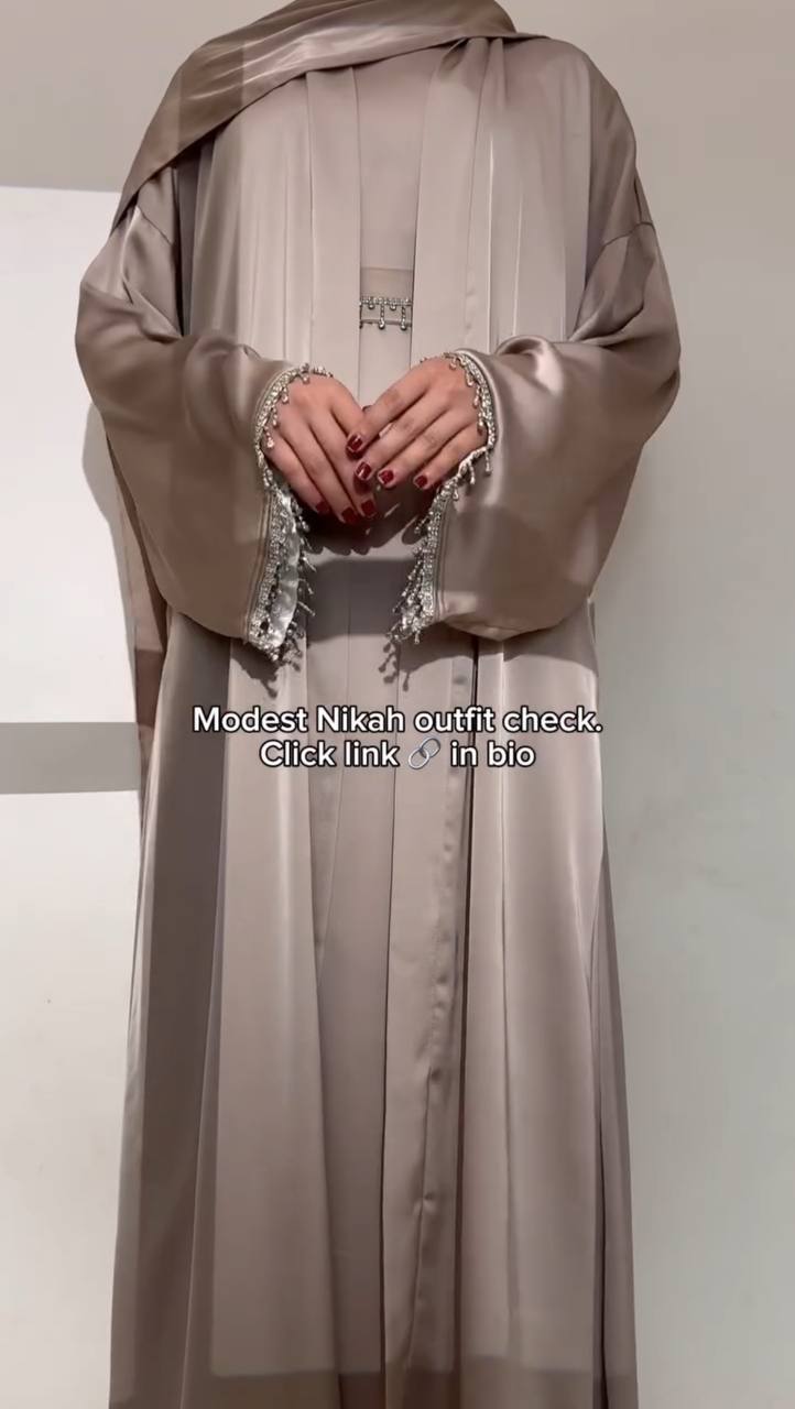 SAFFIA DOUBLE SHRUG LACE ABAYA | NUDE
