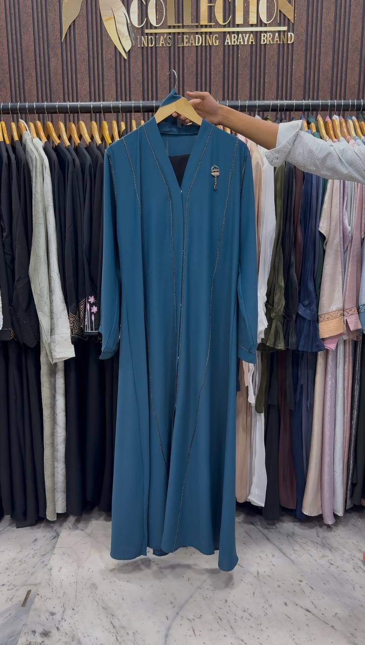 SUBIE FRONT OPEN ABAYA | TEAL