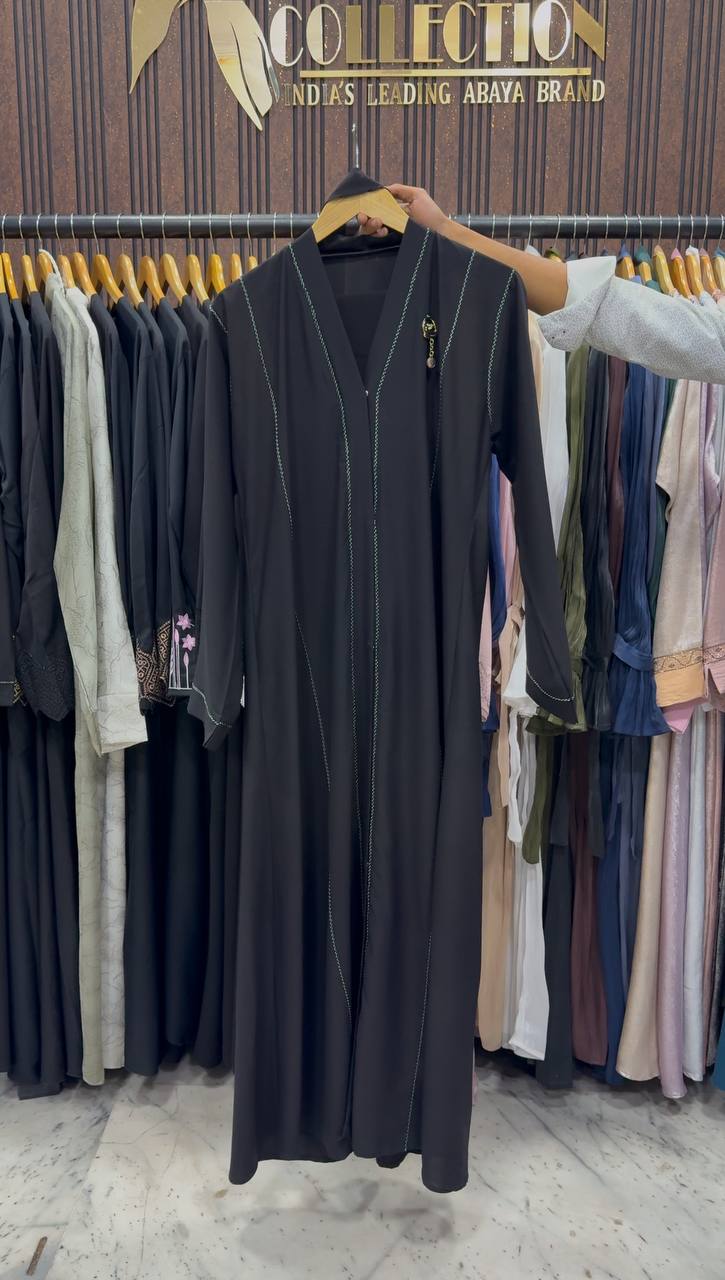 SUBIE FRONT OPEN ABAYA | BLACK