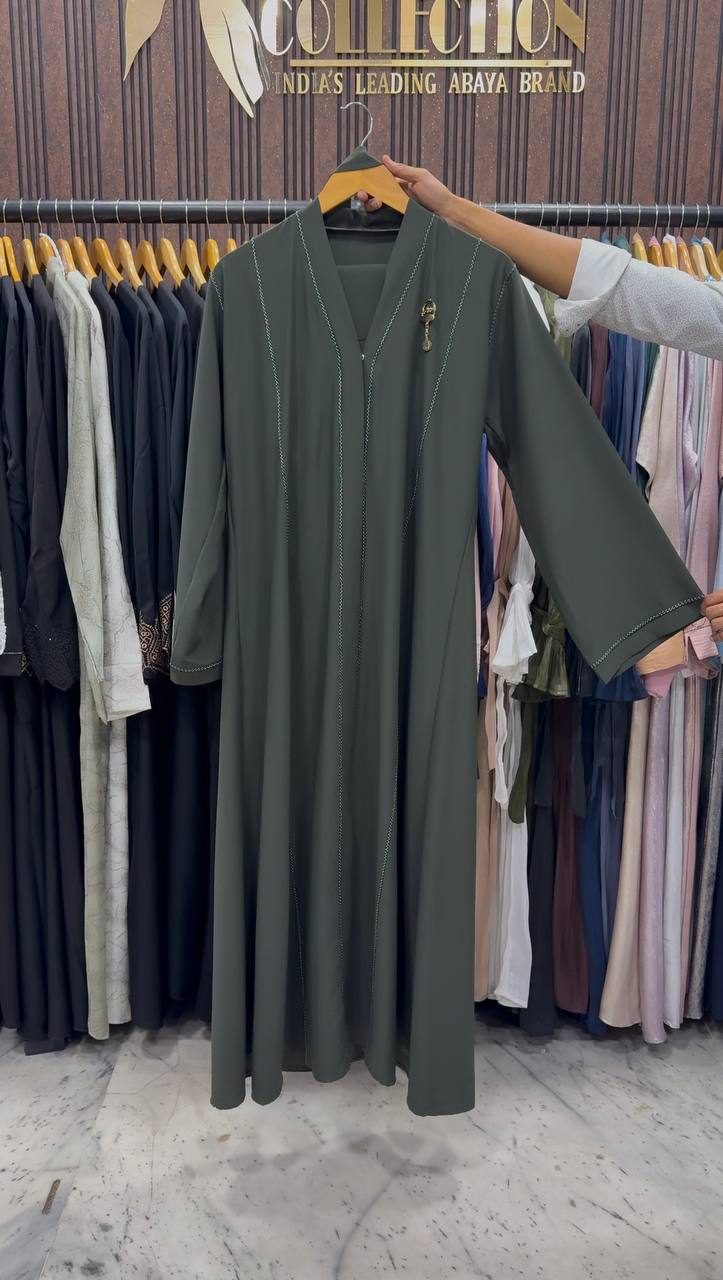 SUBIE FRONT OPEN ABAYA | OLIVE